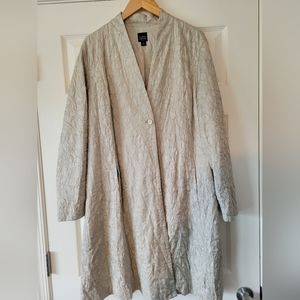 Eileen Fisher Womens Silk Champagne/Cream Textured Duster Lined Jacket Size 1XL
